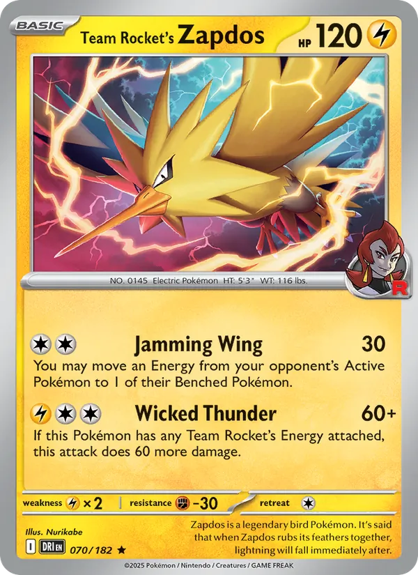 Team Rocket's Zapdos #070/182